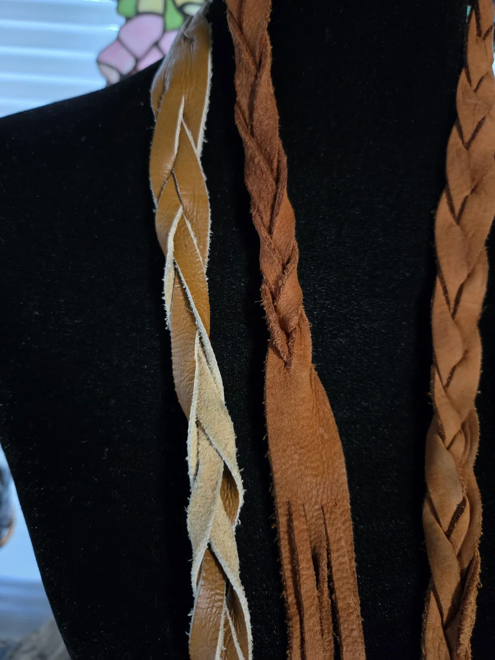 Vintage 1960's 2pc Braided Leather Belts Headbands Handmade